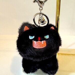 Black Cat Plush Keychain NWOT